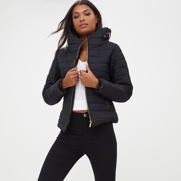 black puffer jacket pretty little thing